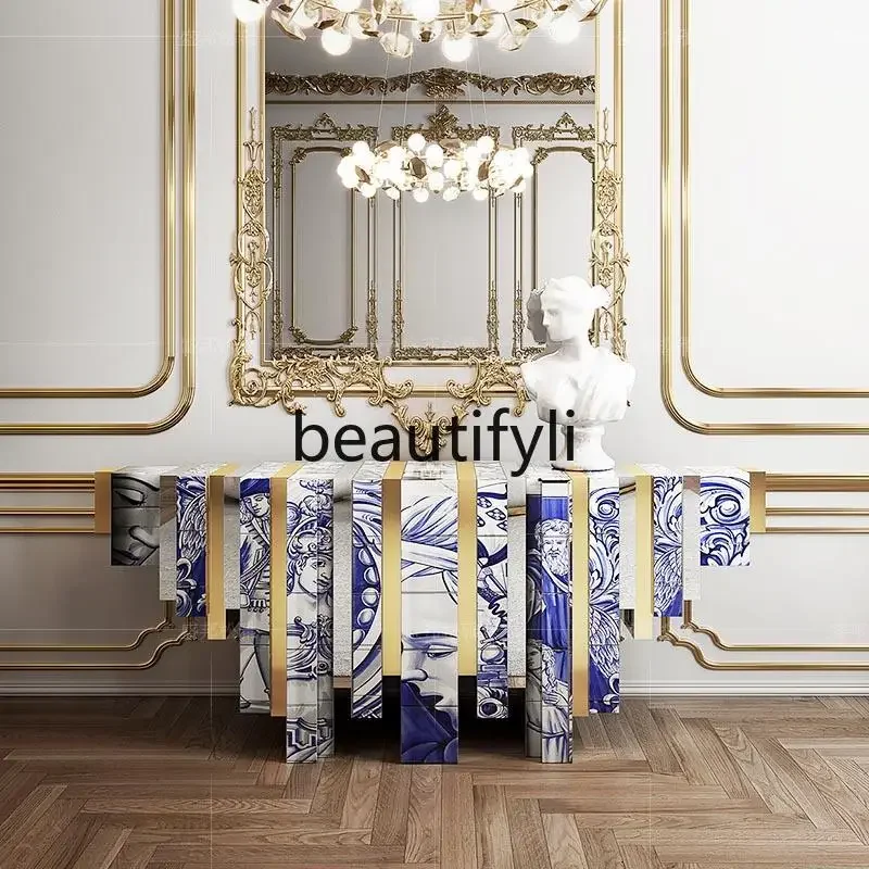 

Italian light luxury painted entrance table Italian art decoration entrance table