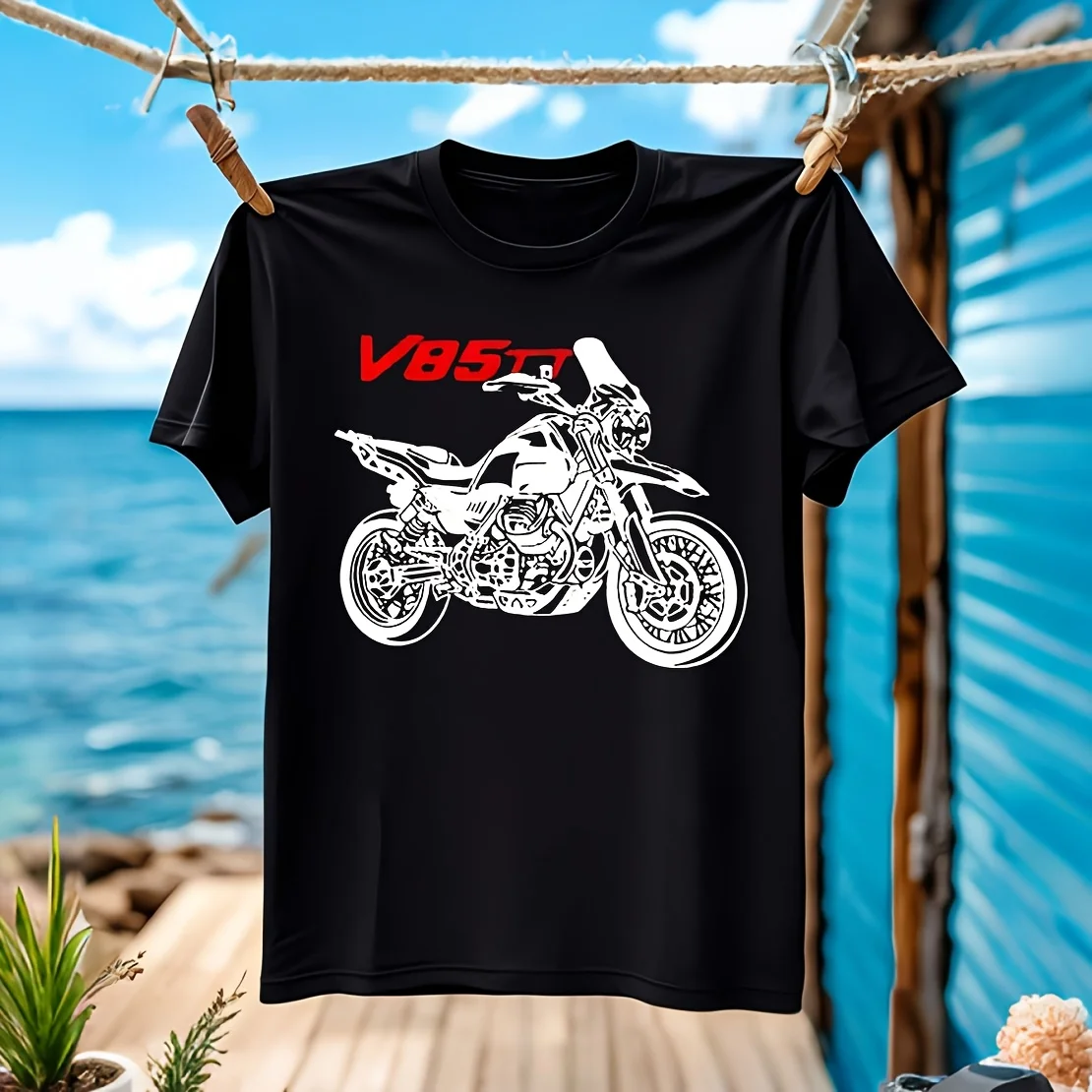 

Guzzi V85TT, Motorcycle, Summer 2024, Recycled Cotton Men's T-shirt 100% Cotton Casual Breathable Confortable casual daily wear