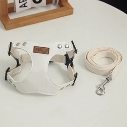 PU Leather Dog Harness and Leash Set Pet Harness for Small Dogs Teddy Bichon Comfortable Dog Harness Vest Leash Pet Supplies