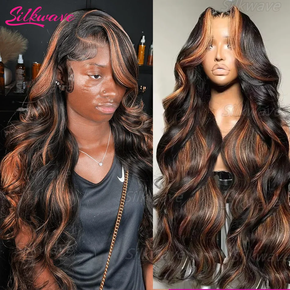 

Silkwave Highlight 13x6 Lace Frontal Wig Human Hair Body Wave Lace Front Wigs For Black Women 4/27 1B/30 Blonde Brown Ombre Wig