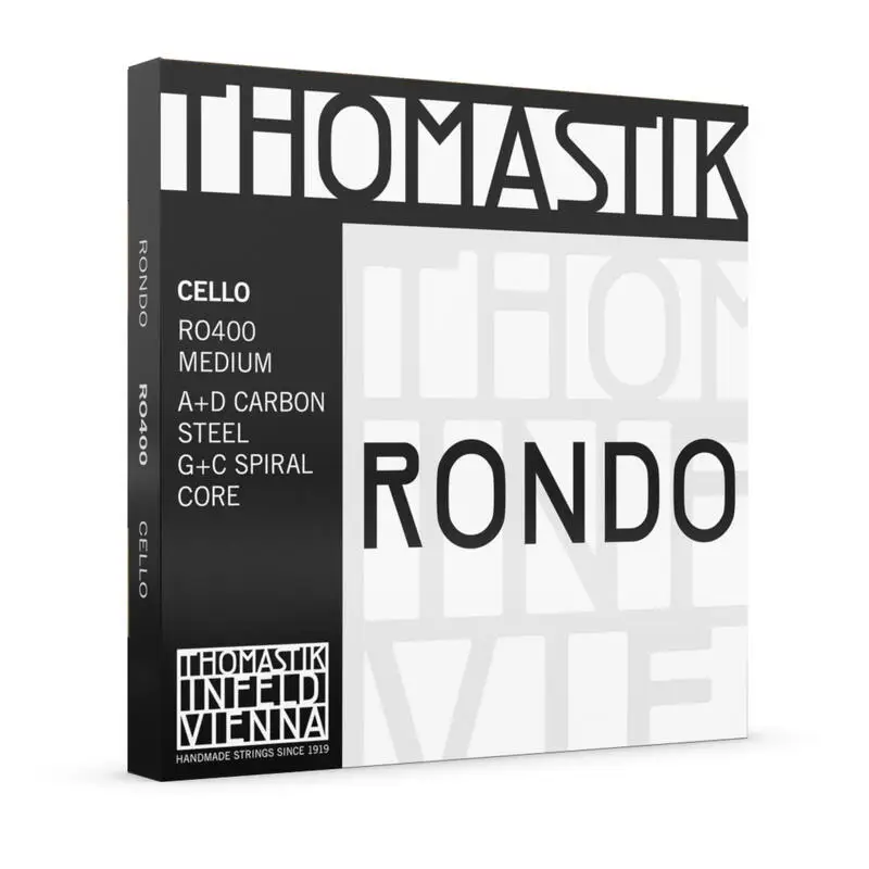 

Thomastik-Infeld RONDO Cello Strings Set RO400 A-D-G-C 4/4 Size Multialloy Wound Carbon Steel Spiralcore Medium Tension Ball End