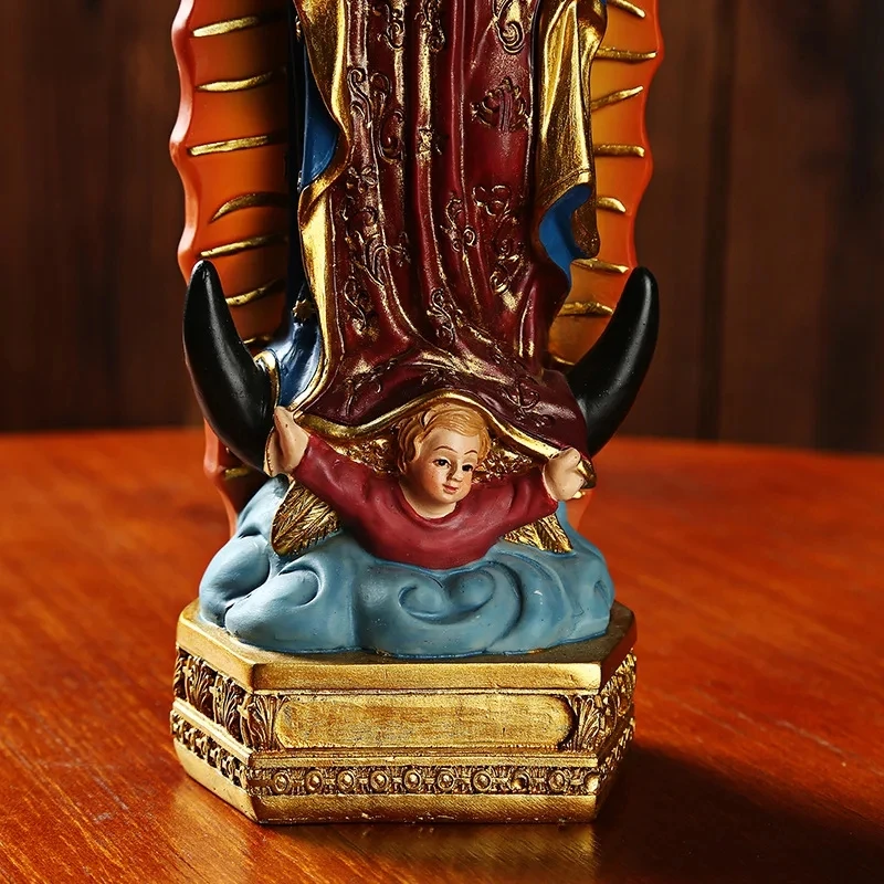 Mexico Our Lady of Guadalupe Statue Figurine Catholic Sculpture Resin Home Office Religious Decoration Ornament Crafts
