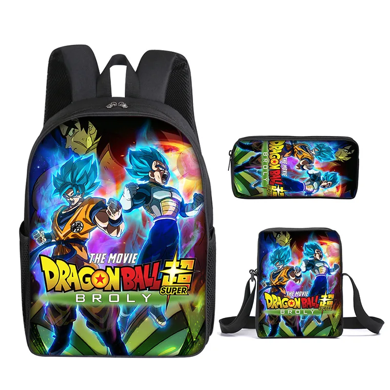 

3D New Animation Peripheral Dragon Ball School Bag Class Student Backpack Three-piece Set Children's Backpack Mochila Niño