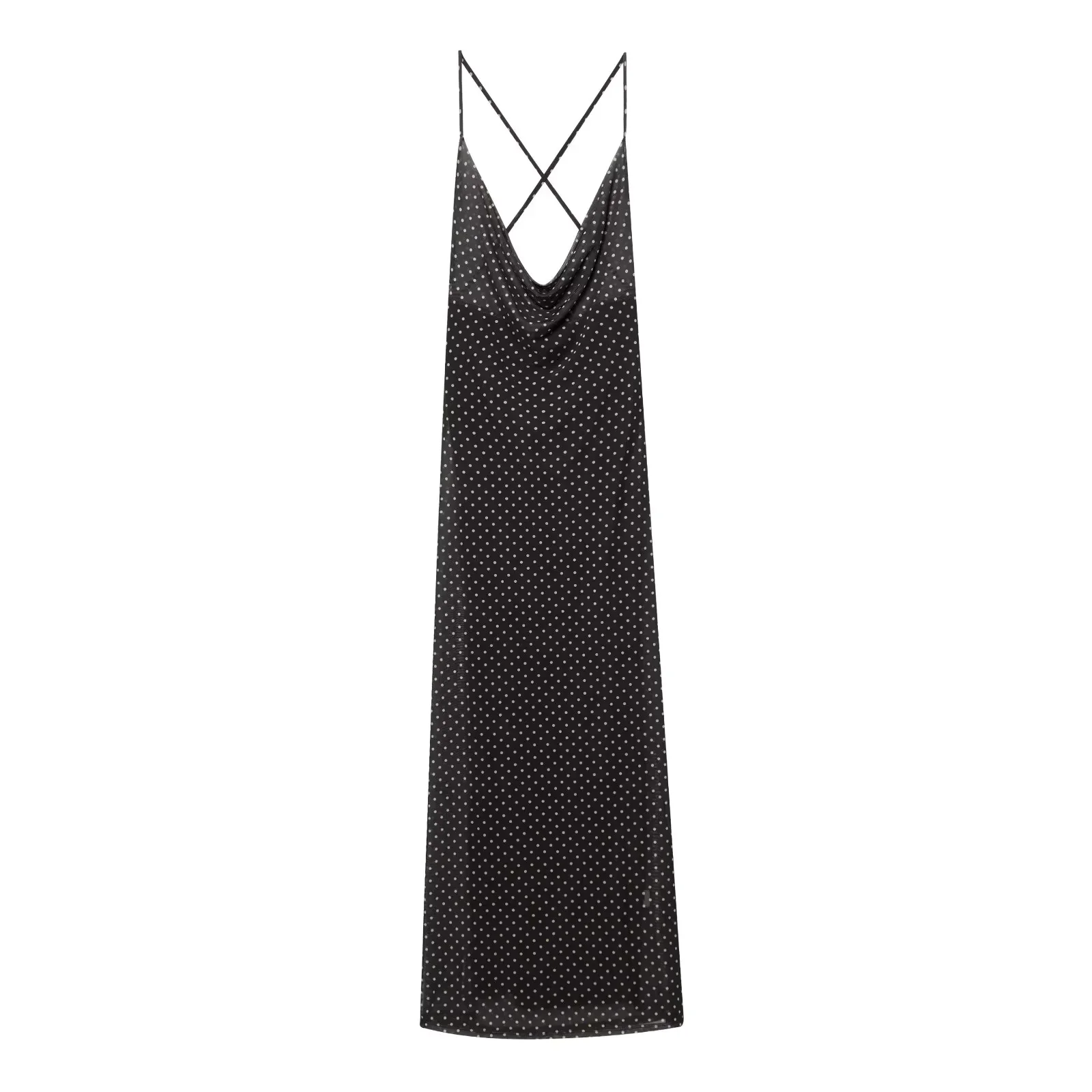 

Sexy ladies dress polka dot deep V-neck backless lace-up long dress summer new fashion club women's wear