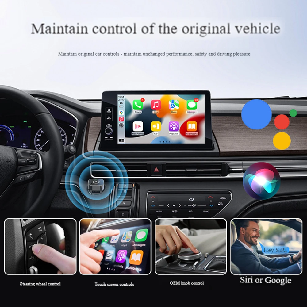 Adapter 2w1 przewodowy na bezprzewodowy CarPlay i Android Auto do radia samochodowego OEM z donglem USB, inteligentny mini box, Plug and Play CarPlay