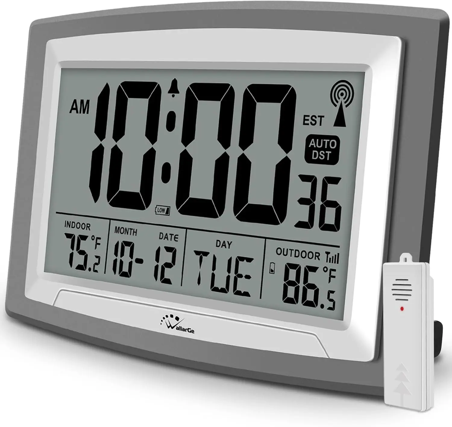 

Self-Setting Atomic Clock with Indoor/Outdoor Temperature, Large Display Digital Wall or Desk Clock for Home Office