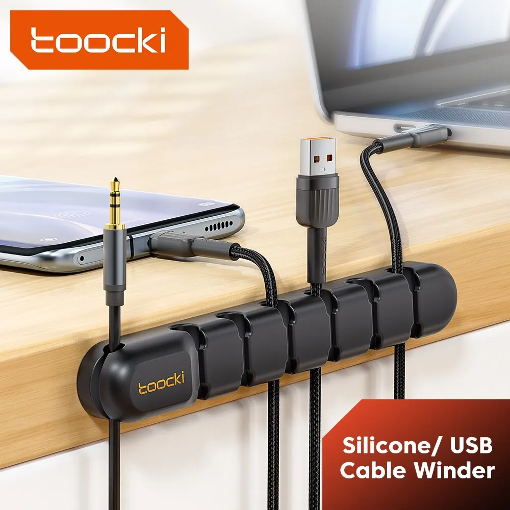 Toocki Cable Wire Cord Organizer Management 7 Hole Holder USB Desktop Winder Clip Flexible For Mouse Keyboard USB Type C Cable