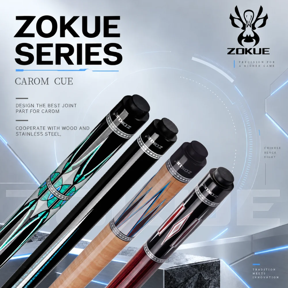 ZOKUE Korean 3 Cushion Carom Cue 142cm Professional Billiard Cue Stick 12mm Tip Carom Taper for Three Cushion Players