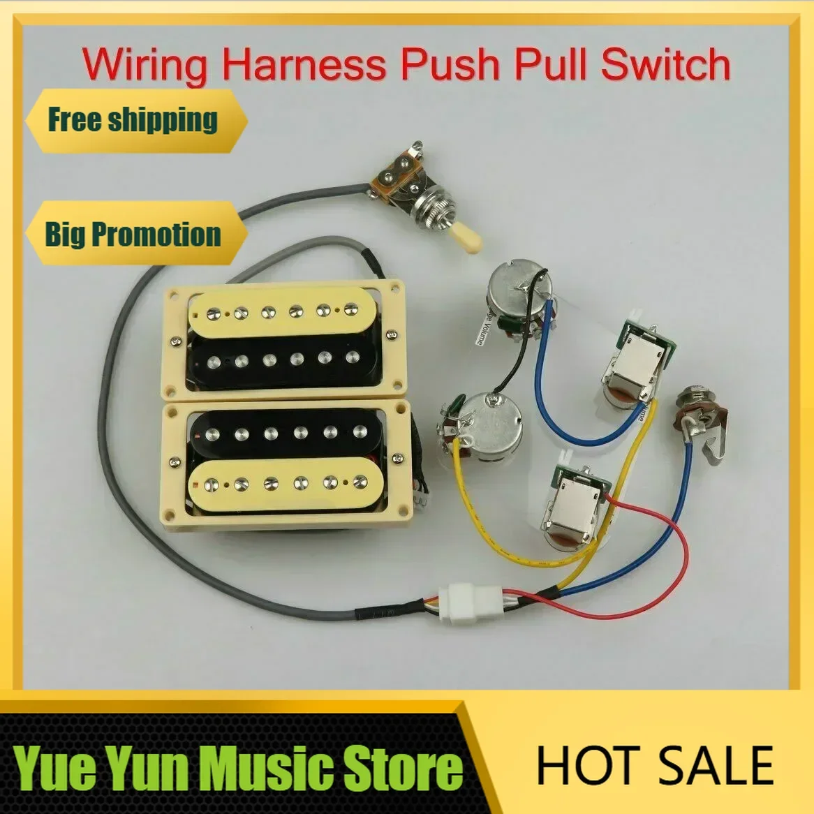

Discount Hot Sale--Electric Guitar Pickups Humbucker Set 4C Zebra/Black with Wiring Harness New Guitar Accessories