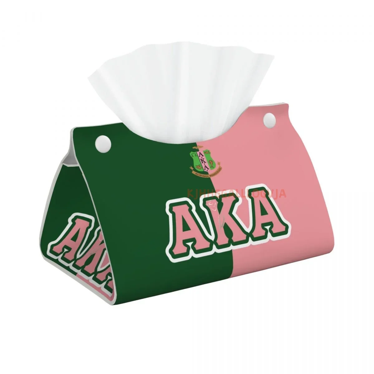 

AKA Sorority Facial Tissue Box Cover Rectangular 1908 Pink Green PU Leather Tissue Box Holder