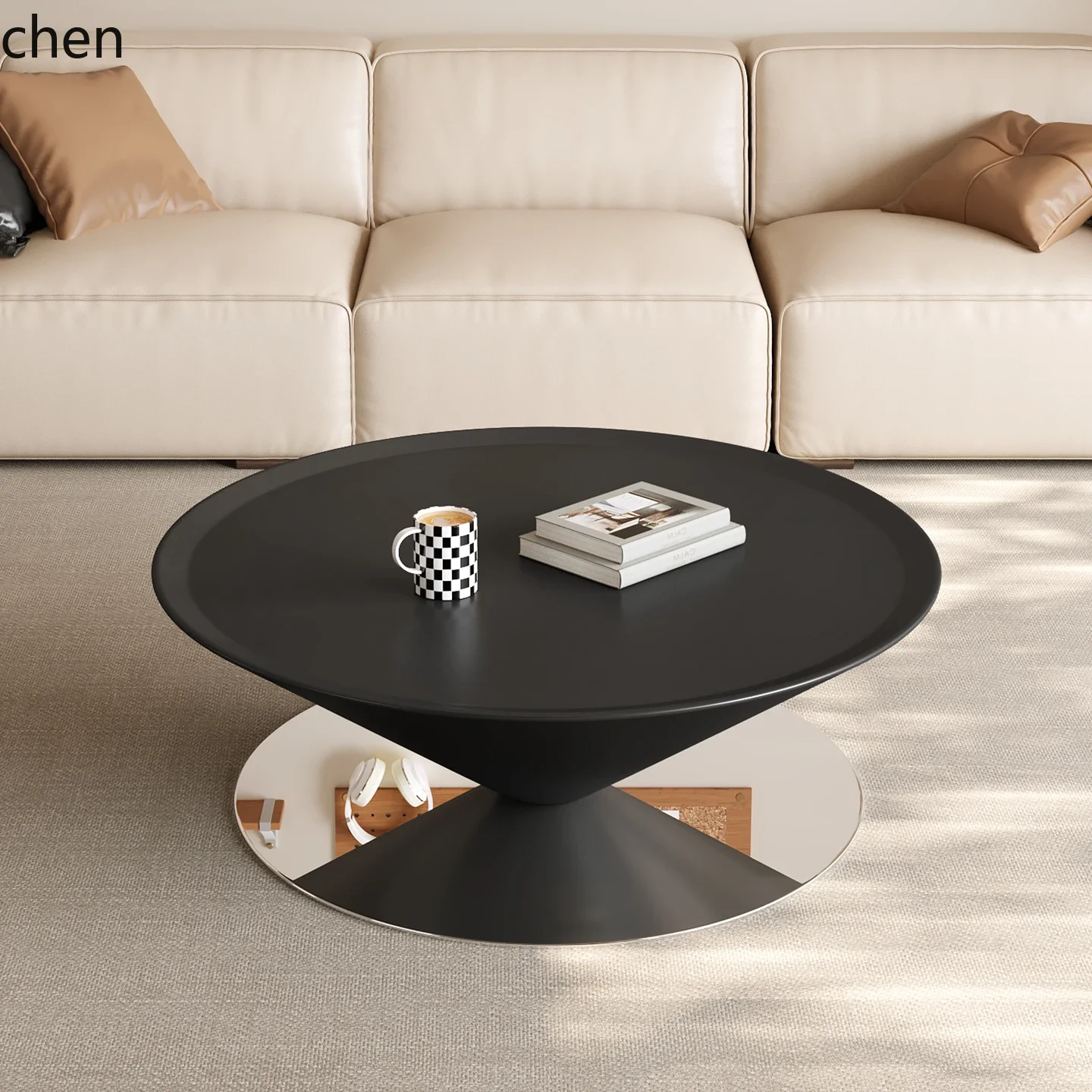 Mesa de centro suspensa H5.26, estilo disco voador, para sala de estar, apartamento pequeno, minimalista, criativa, redonda.
