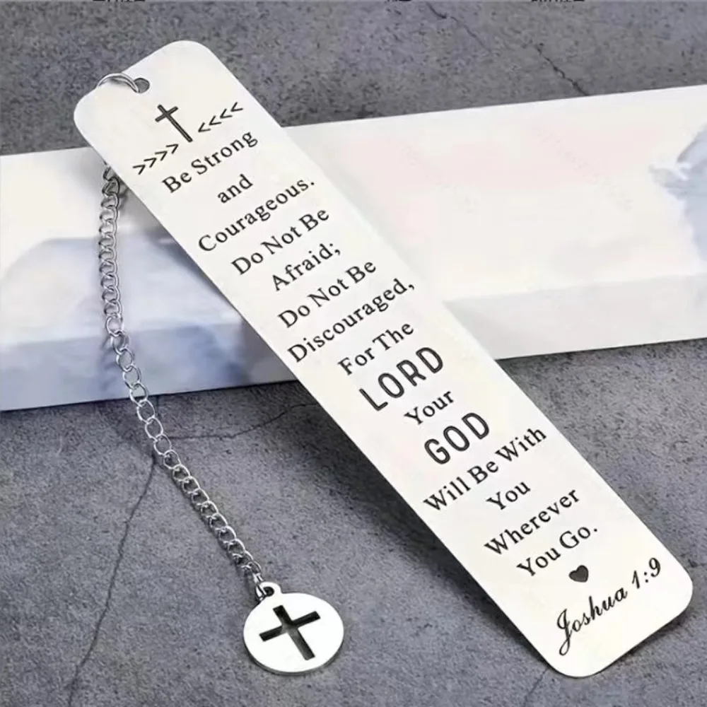 Encouragement Gratitude Inspired Bookmark for Book Lover Gifts Stainless Steel Book Mark Cross Pendant Reading Supplies Gifts