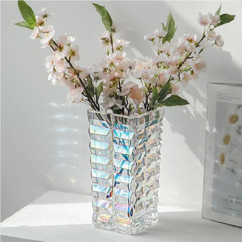 

Nordic Light Luxury Crystal Glass Transparent Vase Living Room Table Decoration