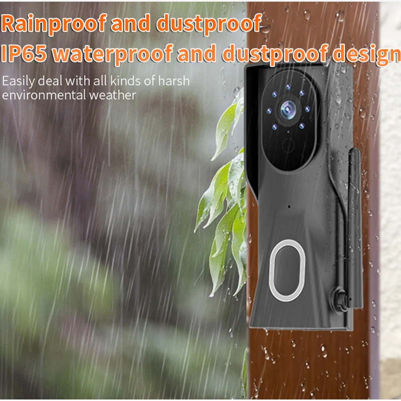 Tuya campainha de vídeo wi fi ao ar livre campainha da porta à prova dwaterproof água ip65 intercom casa inteligente google proteção segurança câmera da porta sem fio