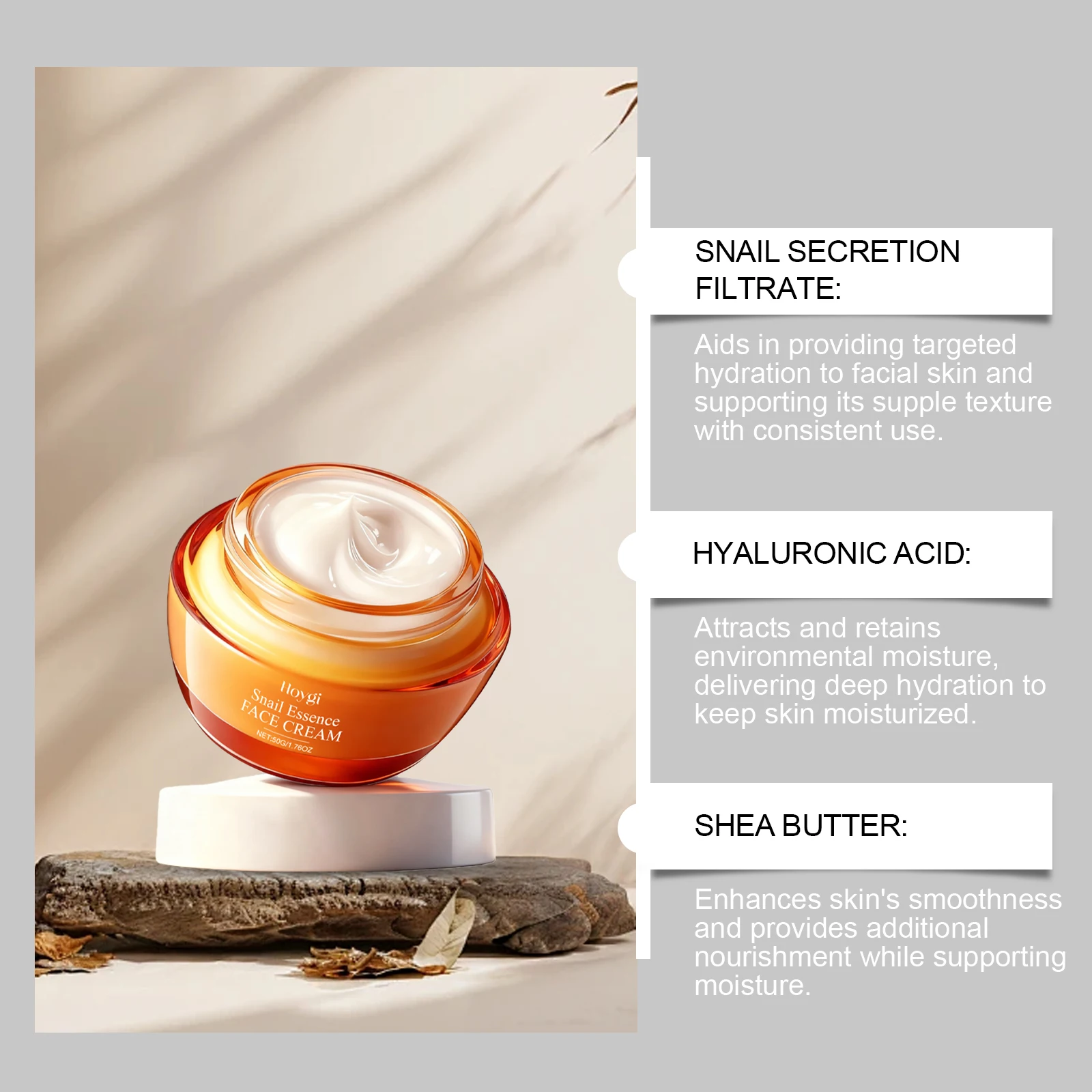 الحلزون جوهر كريم وجه المضادة للتجاعيد ترطيب مغذي تليين تنعيم يحسن نسيج البشرة اشراق العناية ببشرة الوجه #5