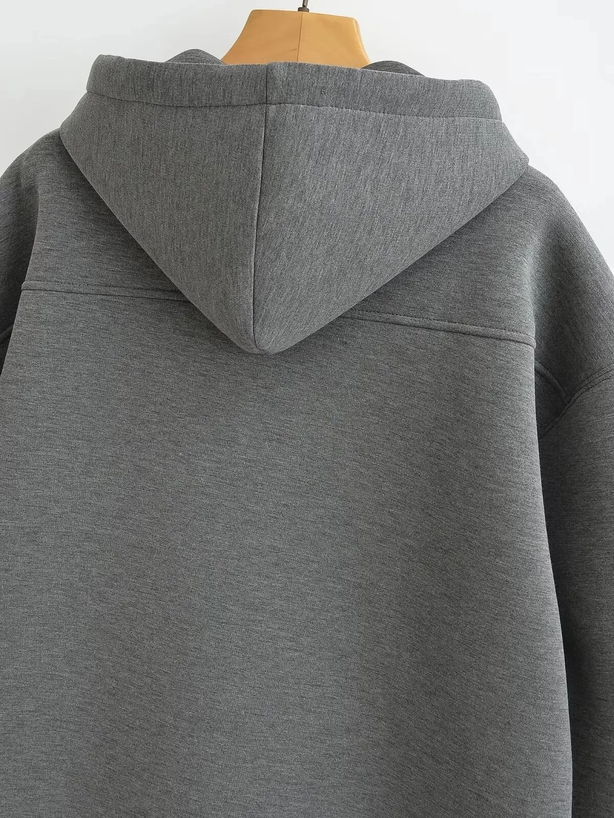 Herbstliche Damen-Freizeitjacke mit Kapuze, lockerer Oversize-Schnitt, Reißverschluss-Hoodie, Sweatshirt, einfarbiger Mantel, schicke Oberbekleidung für Bürodamen, Oberteile – Detail 19