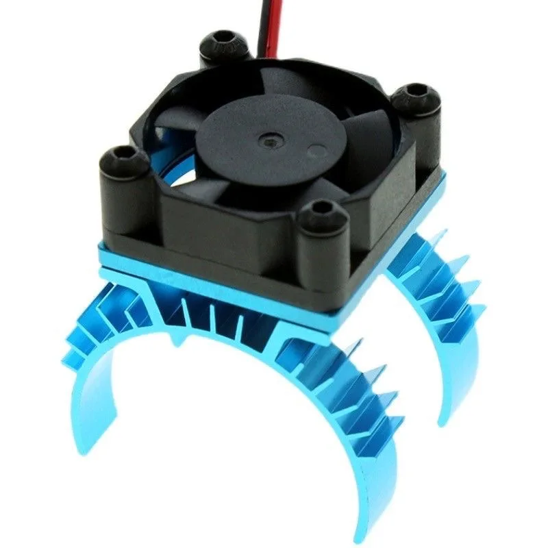 Blue RC Electric Car Motor Heatsink Cover with Cooling Fan for 1/10 Tamiya TT02 540 550 3650 Motors Heat Sink Accessory view 5