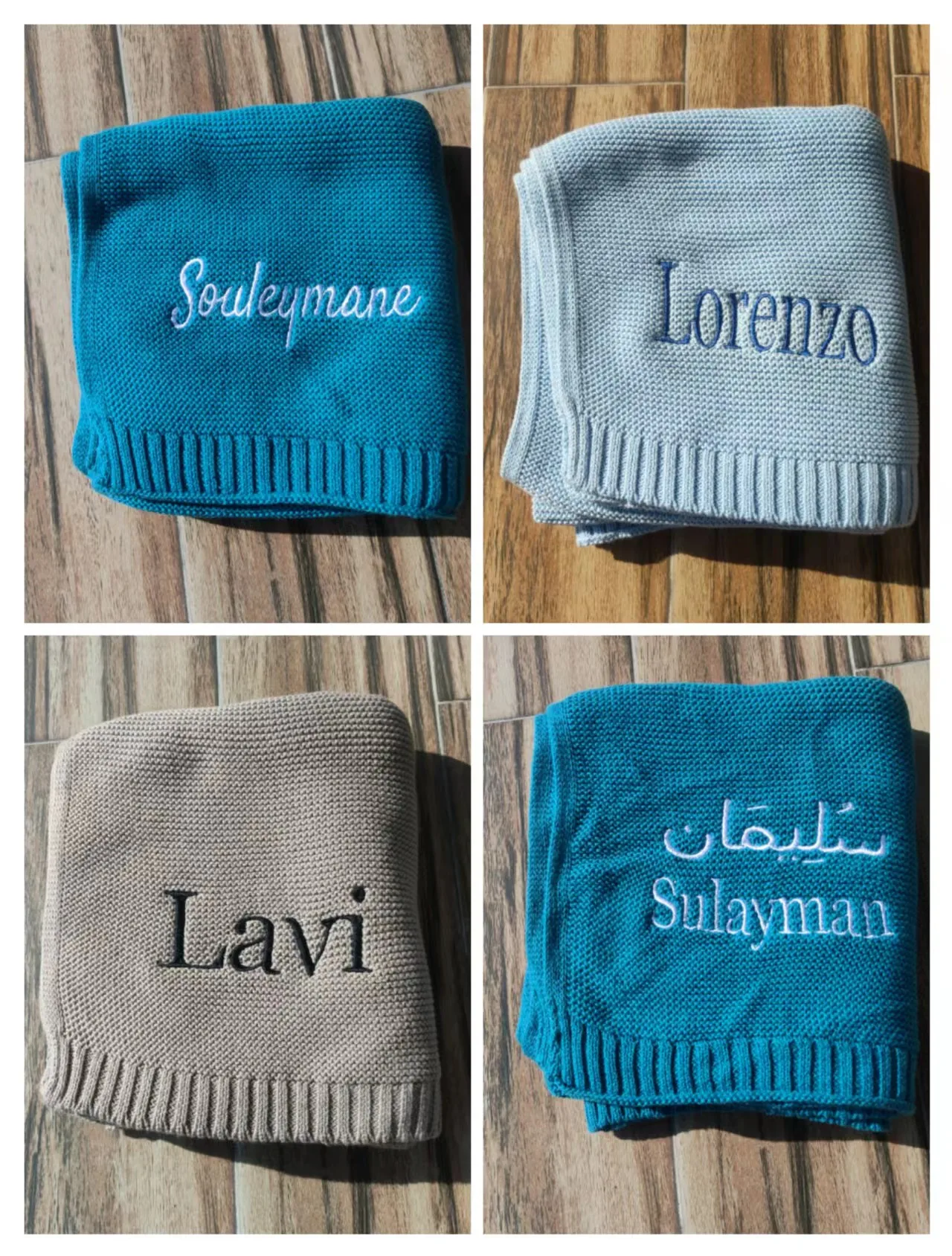 

Customized Baby Blanket Embroidered Baby Name Baby Shower Gift Soft and Breathable Cotton Knitted Blanket Personalized Gift