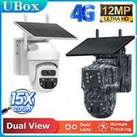 INQMEGA Solar Camera 4G SIM/WIFI 6K 12MP 15X ZOOM three Lens Recording Dual Screen Human Auto Tracking Color Night Vision UBox