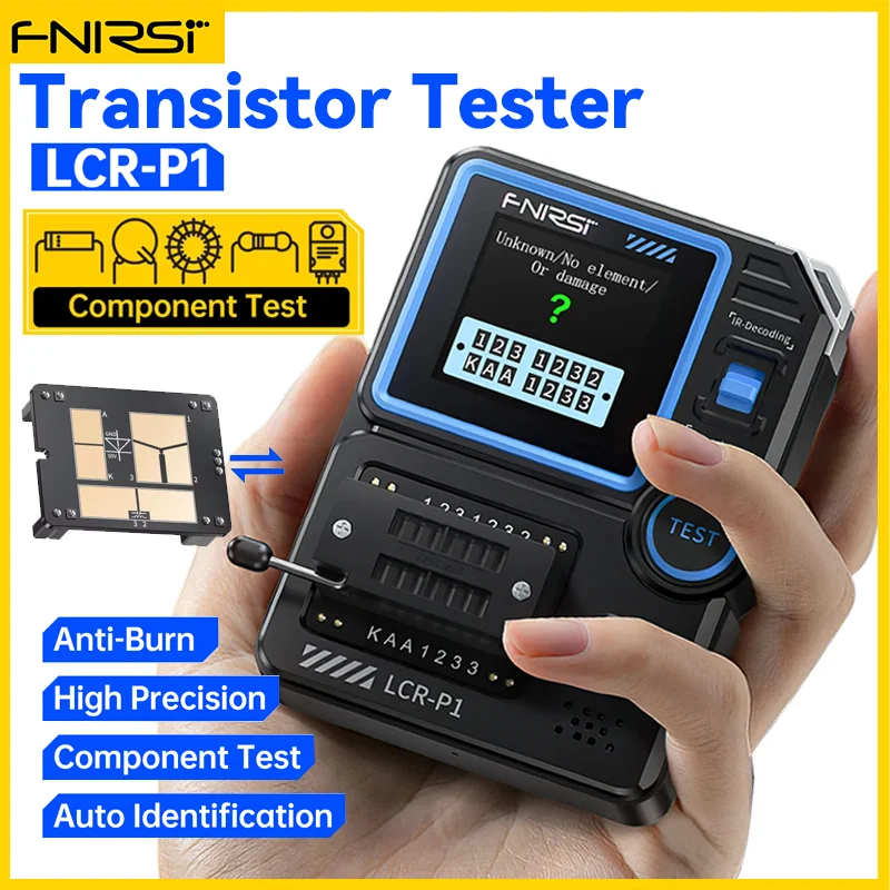 

FNIRSI LCR-P1 Transistor Tester Multimeter Diode Triode Capacitance Resistance Meter ESR MOSFET IR Multifunction Anti-Burn