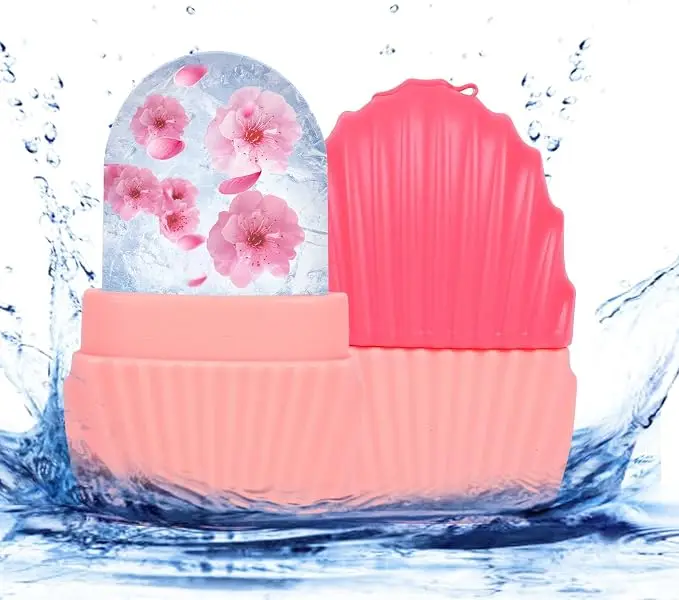 Ice Cube Roller for Face,Eyes and Neck,Reusable Silicone Ice Mold Mermaid Shell Shape for Shrink Pores Anti Wrinkle and Skin Beauty Care,Reduce Migraine Pain,Gua Sha Face Massage Tools