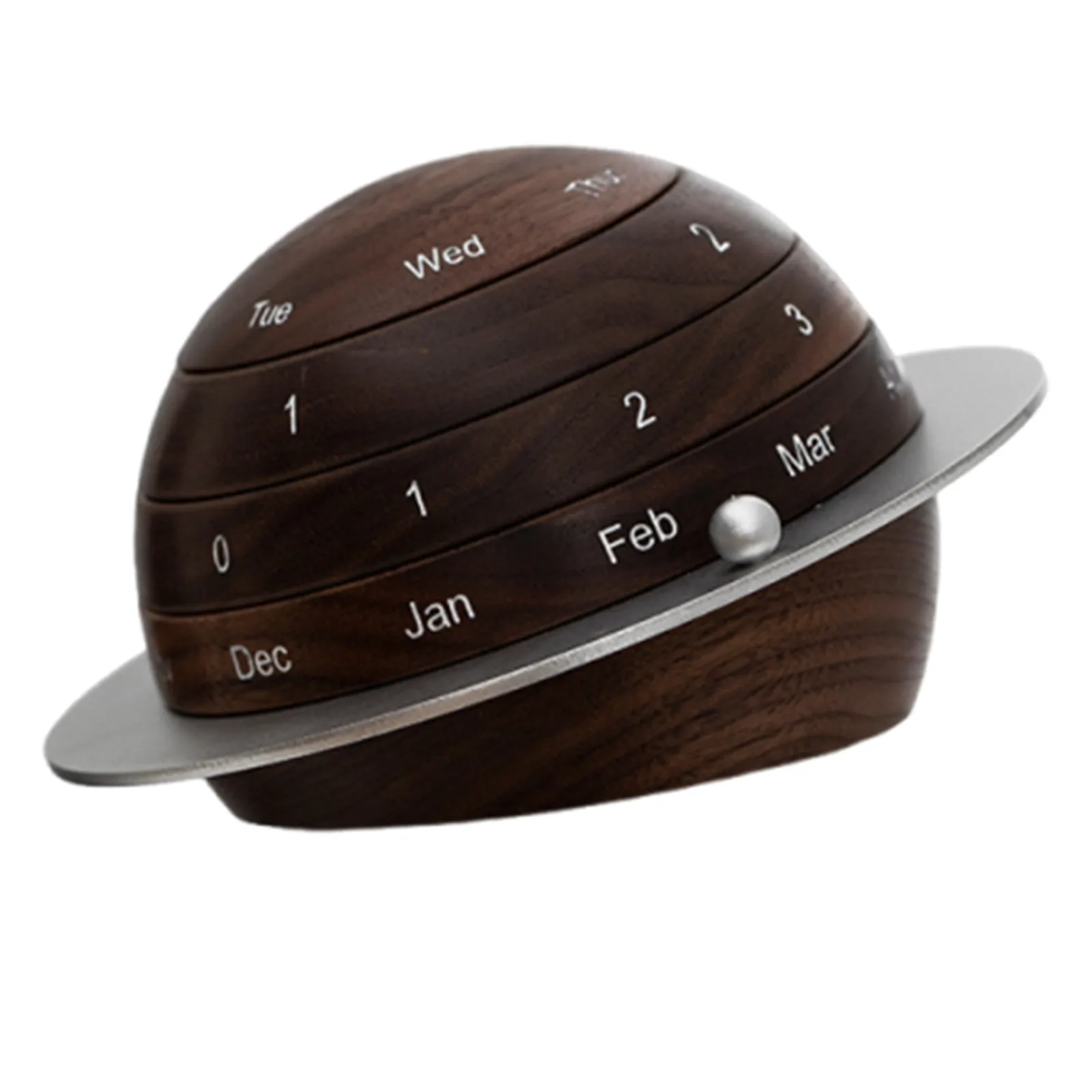 Vintage Wooden Planetary Perpetual Calendar Rotating Manual Desktop Calendar Rustic Natural Grain Design for Office Study Living