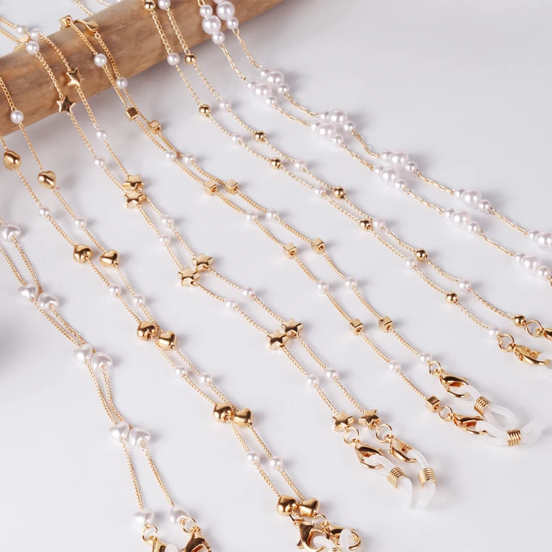 Imitatie Parel Masker Ketting Mode Toevallige Vrouwen Mannen Zonnebril Ketting Band Houder Anti-verloren Brillen Lanyard Ketting Sieraden