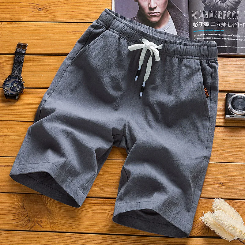 Shorts Men 2023 Summer Casual Shorts Mens Bermuda Breathable Linen Cotton Trousers Beach Board Short homme bermuda masculina