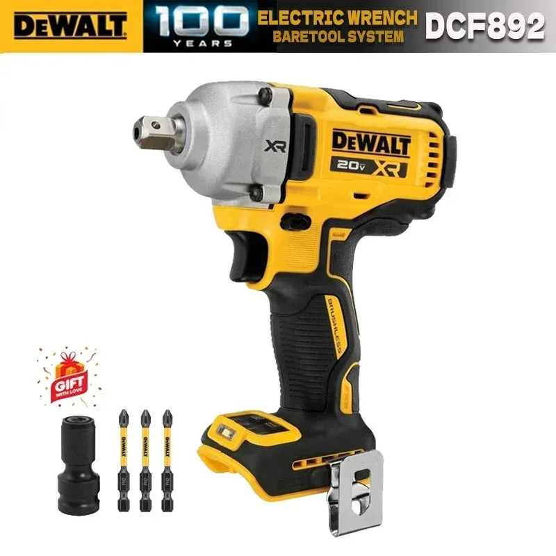 Dewalt-コードレスのミッドレンジインパクトレンチ、デデントピン付き、コンパクトパワーツール、ブラシレス、dcf892、20v、1/2\