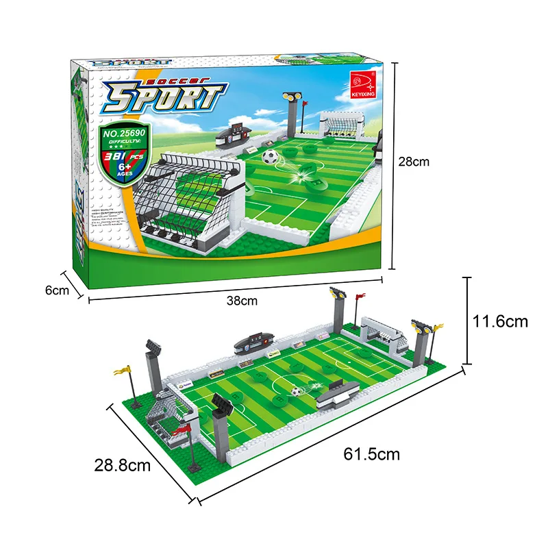 Soccer Football Field Stadium Worldwide Building Bricks Team Player Football Match Blocks Toys Winning Cups For Kid Gift