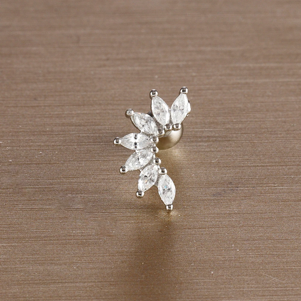 Mini Zircon Cartilage Piercing Stud Earring, 6 Styles