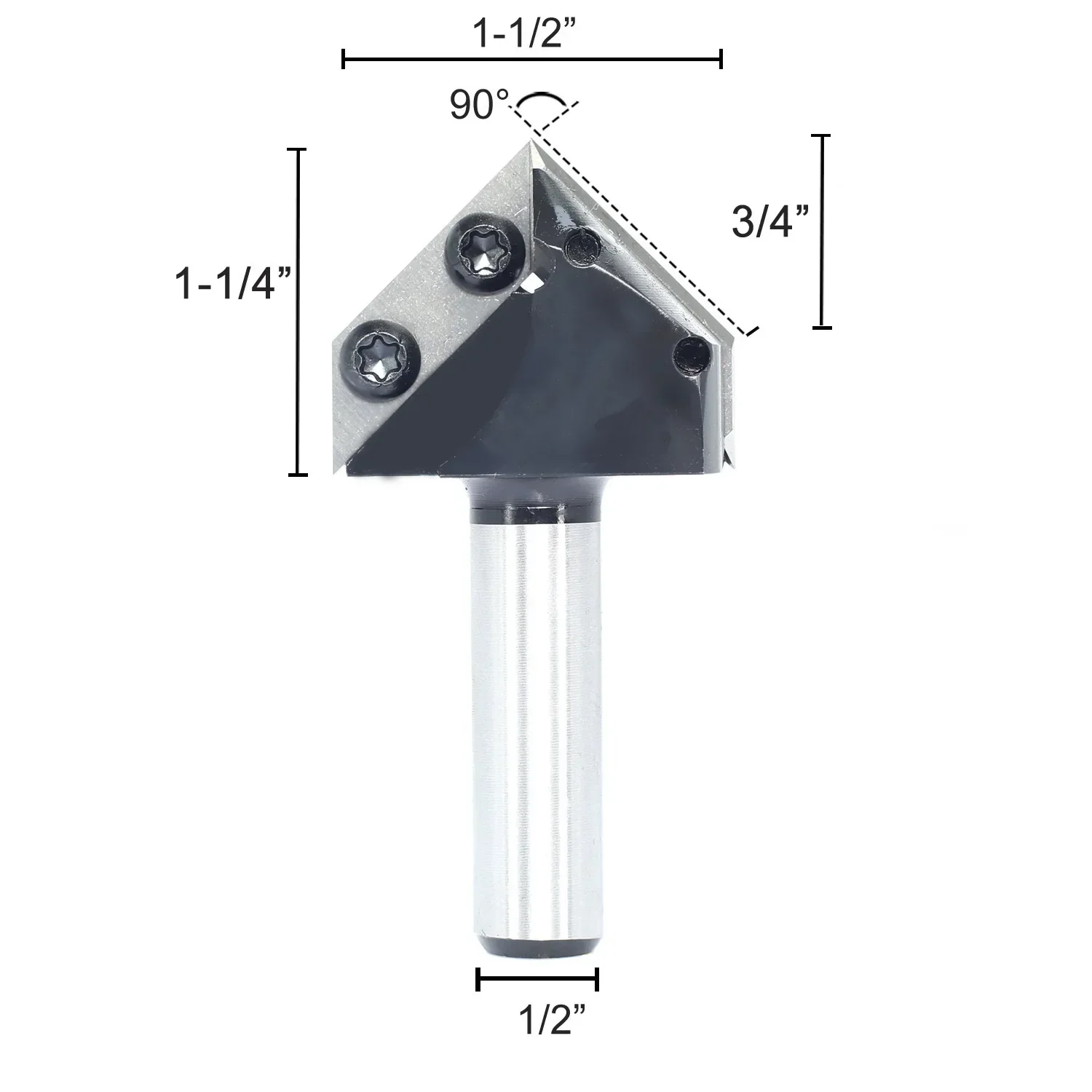 ALLSOME 1/2 Inch 1/4 Inch 8mm Shank Dual Blades 90 Degree V-Groove Router Bit Carbide Insert Wood CNC Router Bit