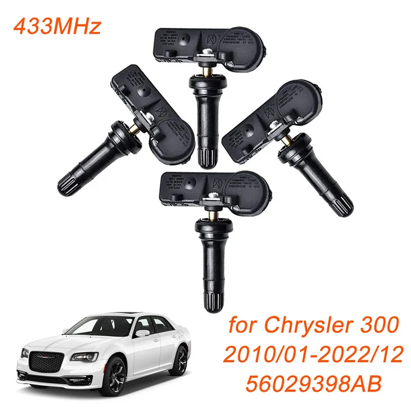 

56029398AB 1/4Pcs 433MHz TPMS Tire Pressure Monitoring Sensor for Chrysler 300 300C Aspen Grand Voyager Town & Country