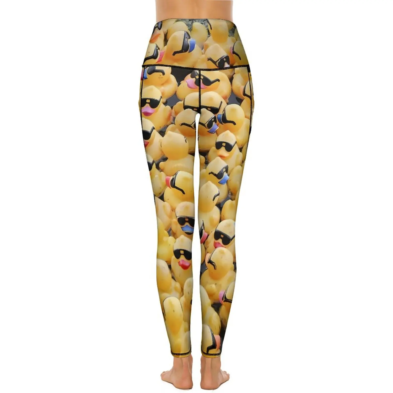 Muitos de patos leggings sexy engraçado animal ginásio calças de yoga cintura alta calças esportivas de secagem rápida bolsos design de moda leggins