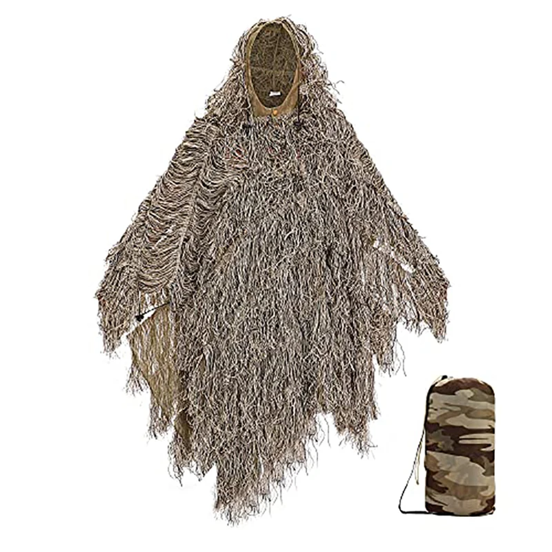Ghillie Suit Poncho 3D Camouflage Hunting Apparel for Wildlife Photography Military Sniper Airsoft Paintball Halloween - view 6
