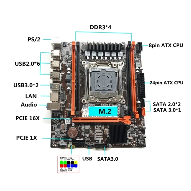 X99H Desktop Motherboard+Switch Cable LGA2011-V3 B85 Chip DDR3X4 ECC Slot M.2 NVME PCI-E 3.0 X16 SATA3.0, Easy To Use Durable