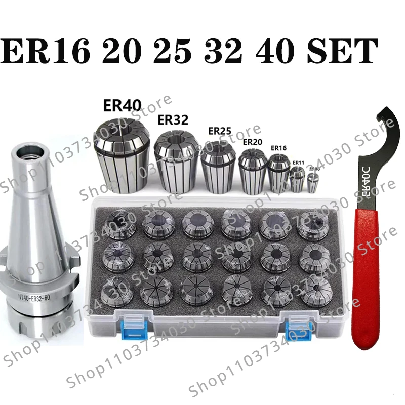 

NT30 NT40 ER16 ER20 ER25 ER32 CNC Milling Machine Spindle Tool Holder, ER11 ER16 ER20 ER25 ER32 ER40 Collet Spring Collet Set