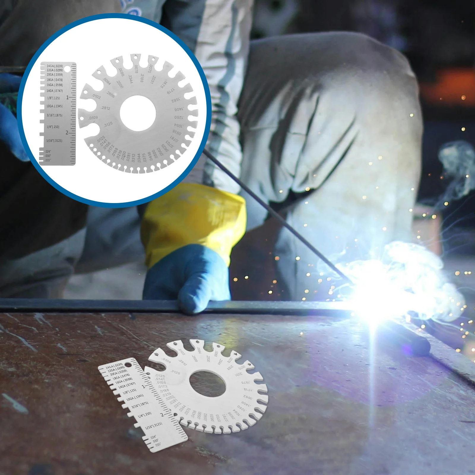 

2Pcs Stainless Steel Wire Gauge Measuring Tool Dual Sided Round Design for Accurate Metal Thickness Measurement Welding Tools