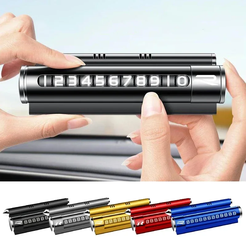 

Metal Car Temporary Parking Card Rotate Phone Number Plate for Volkswagen VW Jetta R-line GTI R Polo Golf Passat Golf 8 MK8