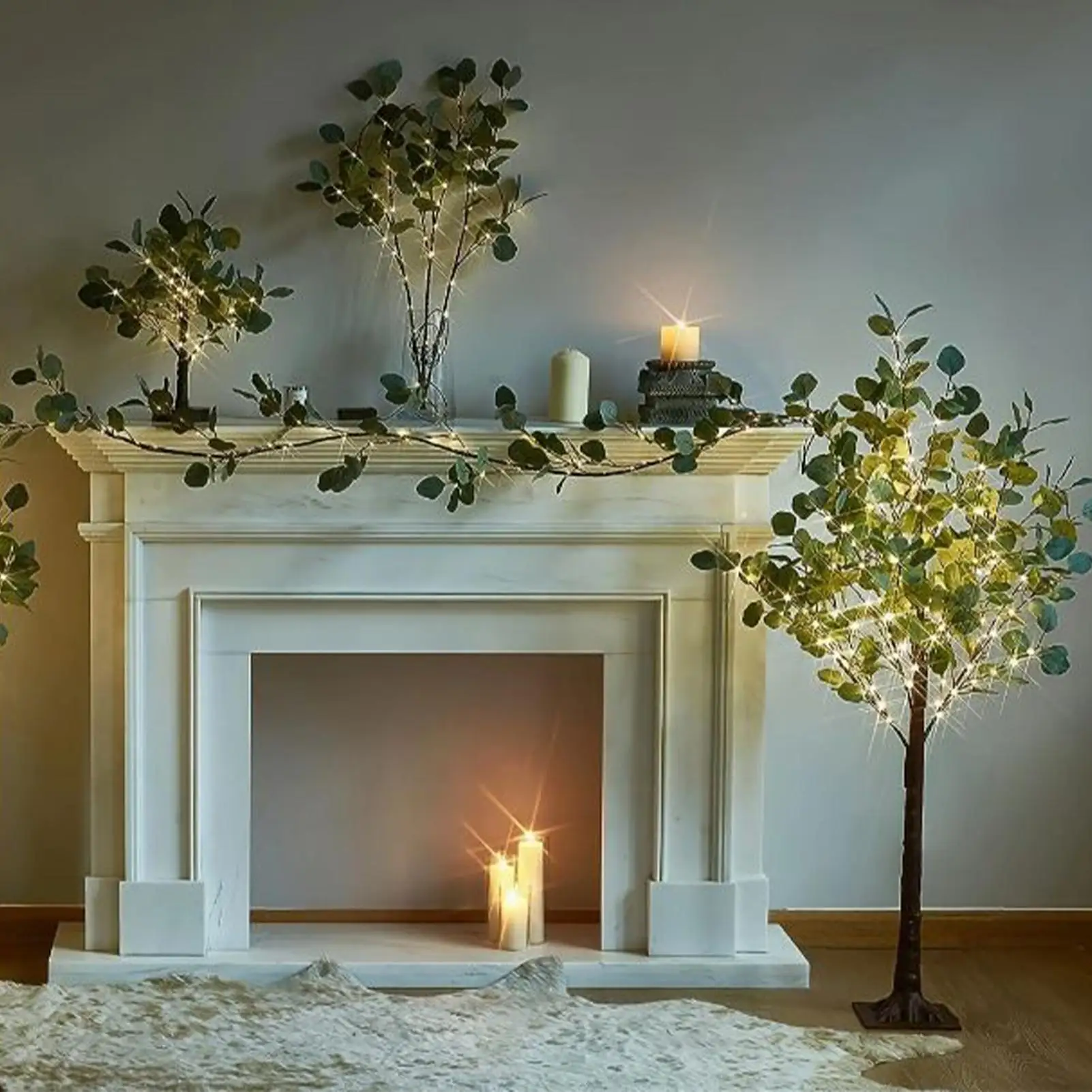 

Имитация оливковой лозы, гирлянда с огнями, 96 светодиодов, искусственное растение для праздника, Рождества, праздника, украшения стены в общежитии