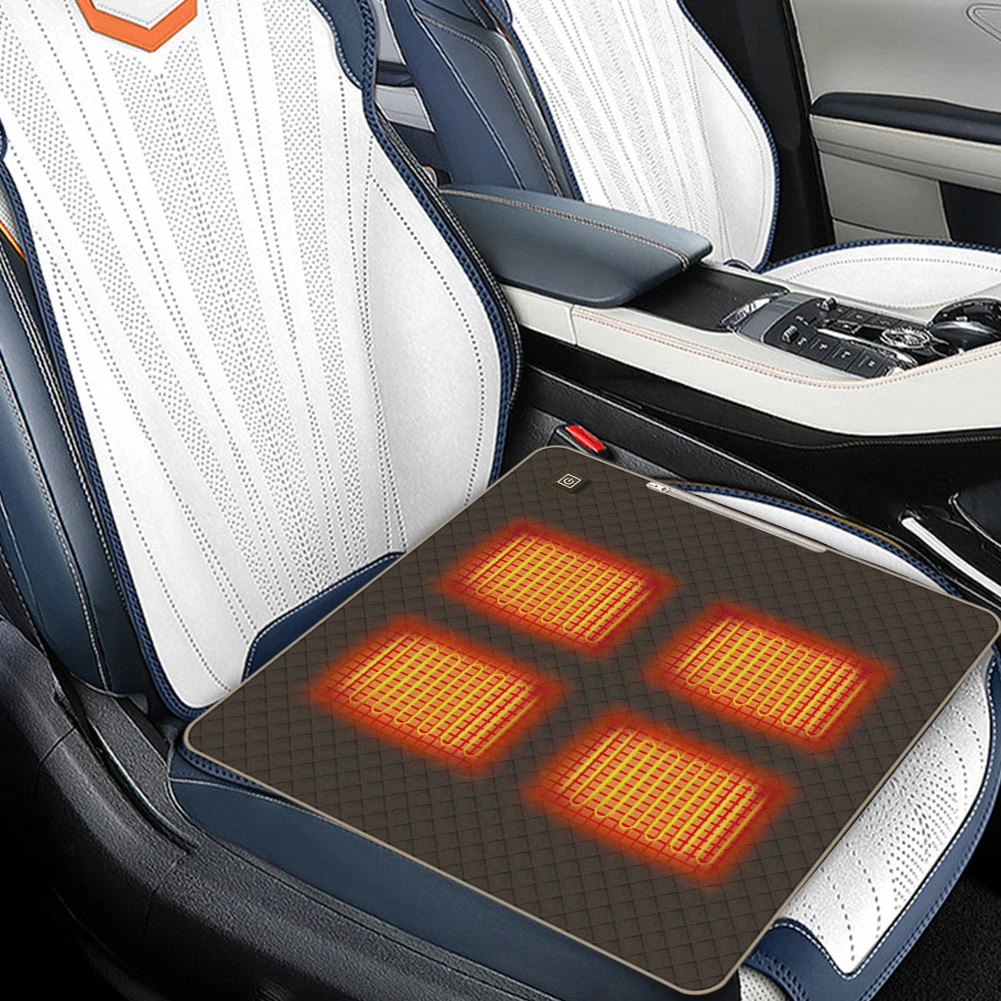 4 Heating Areas Electric Heated Chair Cushion Outdoor Heated Seats Cushion USB Charging 3 Modes Heating Mat Winter Warmer Pad