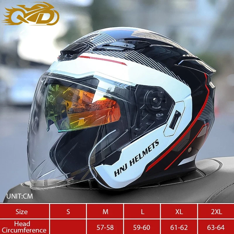 

Motorcycle Helmet Open Face 3/4 Helmet For Men and Women DOT Certification Moto Helmet Dual Lens Sun Visor Scooter Bike Helmets