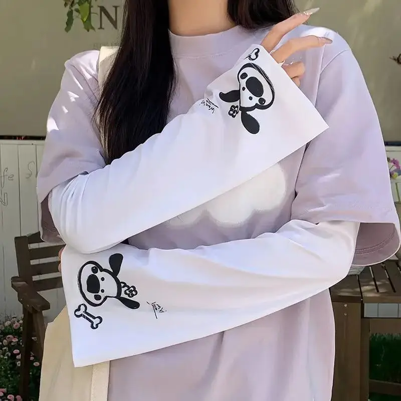 

Loose White Cartoon Cute Ice Silk Sun Protection Arm Sleeves Summer Shading Breathable Cooling Outdoor Accessories