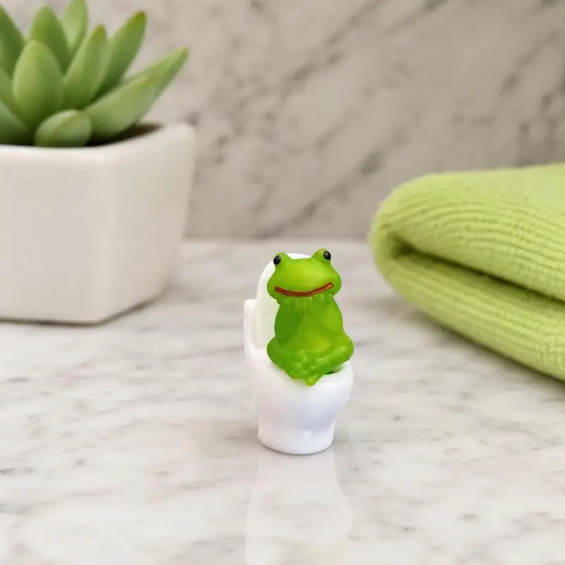 Funny Sculpture of Frog Toilet with Humor Creative Decorative Adult Gift