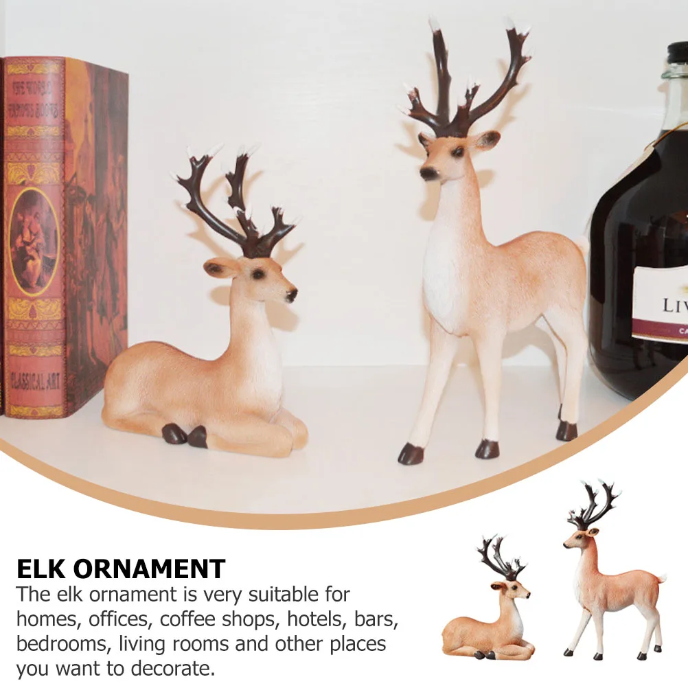 

1Pair Couple Resin Elk Household Crafts Desktop Ornament Decoration for Living Room Office Coffee Shop Bar Hotel