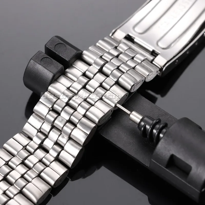 Gebogenes Edelstahl-Uhrenarmband 18/20mm, zwei Ausführungen, Metallglieder, Universalarmband für Rolex und Seiko, Faltschließe – Detail 15