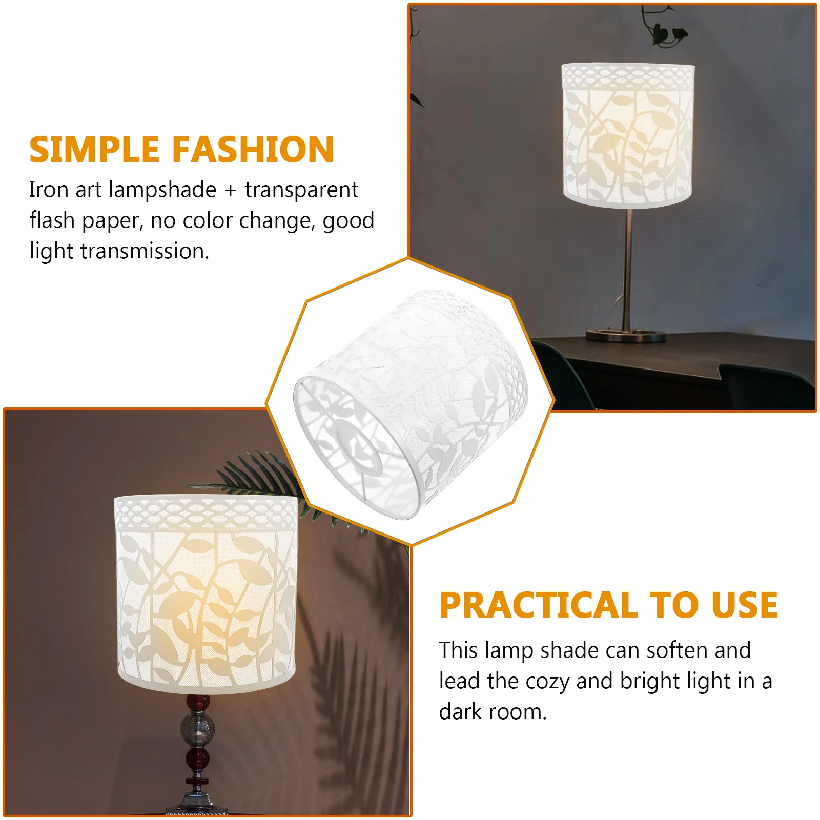 

Wrought Iron Lampshade Metal Ferns Shade Dustproof Home Ceiling Light Decorative Chic for LED Lanterns Bedroom Office