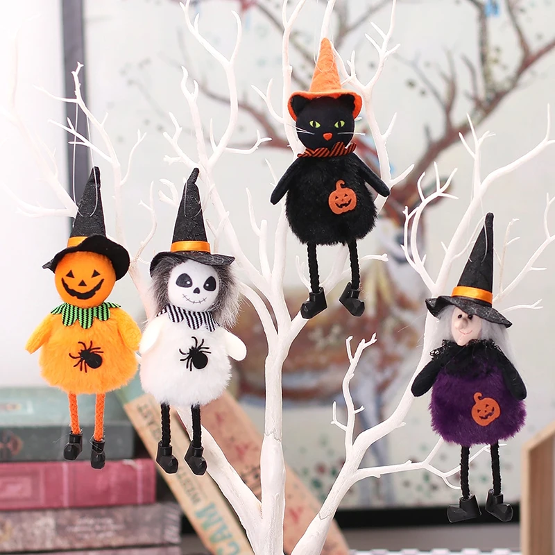 

Mini Halloween Black Cat Witch Ghost Doll Pendant Ghost Festival Horror Plush Doll Ornament Decoration