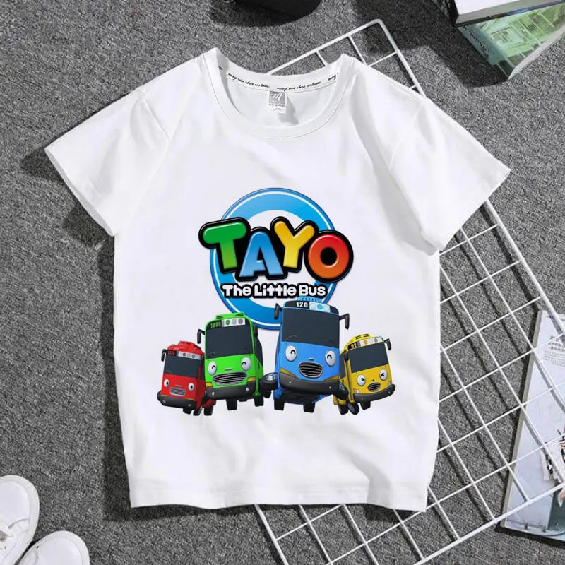 Summer Boys and Girls' Baby-sized Casual White Short-sleeved New Cartoon-style Q-version Student T-shirt Top