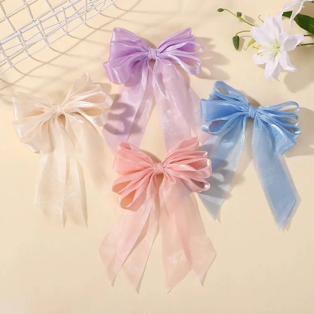 1 Stücke Schwarz Organza Großen Bogen Haarspange Süße Mode Coole Boutique Haarschmuck für Mädchen Pferdeschwanz Haarnadel Haarklammern Geschenke